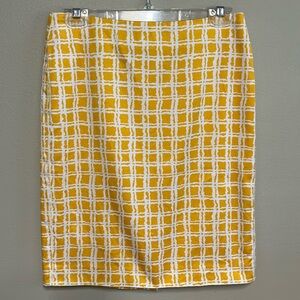 Talbots Yellow / White Lined Pencil Skirt